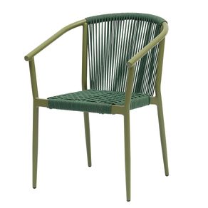 13 Cadeira Empilhavel Oliveta Rivatti 57 cm -Largura- Estrutura em Aluminio e Corda Nautica Verde